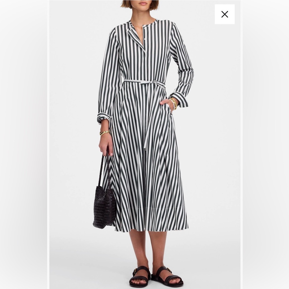 Madewell Janis Stripe Long Sleeve Cotton Poplin Shirtdress